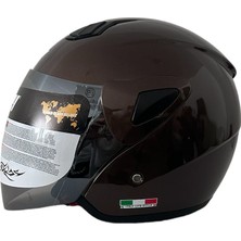 Sway Sw 733 Kahverengi Yarım Motosiklet Kaskı - L