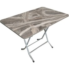 Tubix Mermer Desenli Krem Katlanır Balkon Masası 50X80 cm