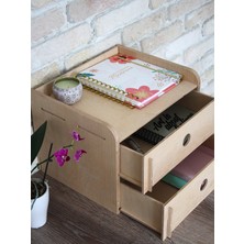 Sodo Home Çok Amaçlı Ahşap Organizer Dolap Içi Masa Üzeri 2 Çekmeceli Düzenleyici 30 x 23 x 28CM