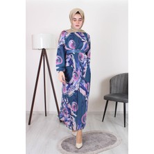 Hilal Moda Hw 5584 Desenli Kemerli Elbise
