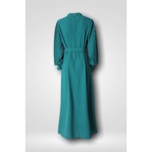 Hilal Moda Pr 3001 Broşlu Kuşaklı 145 cm Elbise