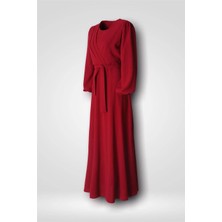 Hilal Moda Pr 3000 Çapraz Pileli Kuşaklı Elbise