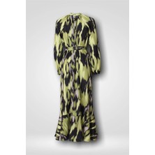 Hilal Moda mm 8057 Renkli Şifon Elbise