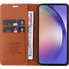 Seashell Digital Samsung Galaxy A55 5g Manyetik Kılıf Kitap Tarzı Deri Standlı Telefon Kapağı-Kahverengi (Yurt Dışından)