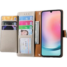 Seashell Digital Samsung Galaxy A25 5g (Global) (161,0 x 76,5 x 8,3mm) Kılıf Deri Rfıd Engelleme Telefon Kapağı-Gri (Yurt Dışından)