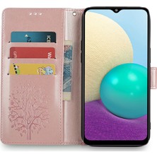 Seashell Digital Samsung Galaxy A02 Cep Telefonu Kılıfı Baskılı Geyik Ağacı Desenli Cüzdan Kapak-Gül Altın (Yurt Dışından)