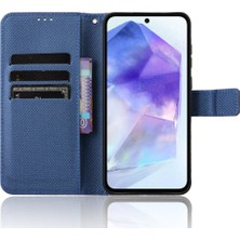 Seashell Digital Samsung Galaxy A55 5g Pu Deri Kapaklı Kart Yuvalı Flip Telefon Kılıfı-Mavi (Yurt Dışından)