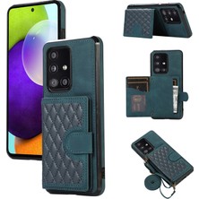 Seashell Digital Samsung Galaxy A51 5g Kart Tutucu Tpu+Pu Deri Telefon Kılıfı Kickstand Telefon Kapağı-Yeşil (Yurt Dışından)