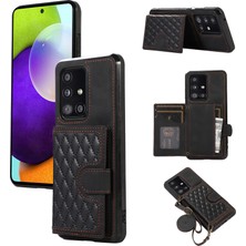 Seashell Digital Samsung Galaxy A51 5g Kart Tutucu Tpu+Pu Deri Telefon Kılıfı Kickstand Telefon Kapağı-Siyah (Yurt Dışından)