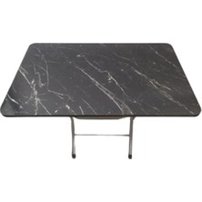 Tubix Siyah Mermer Desenli Katlanır Balkon Masası - 60X90 cm