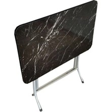 Tubix Siyah Mermer Desenli Katlanır Balkon Masası - 60X90 cm