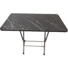 Tubix Siyah Mermer Desenli Katlanır Balkon Masası - 70X109 cm