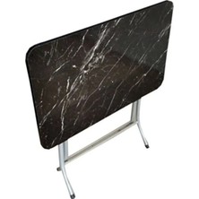 Tubix Siyah Mermer Desenli Katlanır Balkon Masası - 70X109 cm