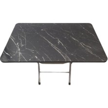 Tubix Siyah Mermer Desenli Katlanır Balkon Masası - 70X109 cm