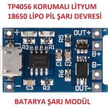 Robiz Korumalı Lityum Pil Şarj Devresi Modülü TP4056 1A 18650 Battery Charger + Protection Microusb