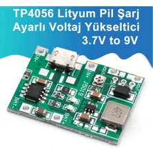 Robiz TP4056 18650 Lityum Pil Şarj Micro USB Ayarlı Voltaj Yükseltici 3-7V To 27V Boost Step Up Lion Akü