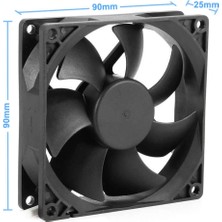 Robiz Dc 12V Fan 90X90MM 9025 3200RPM 9X9CM Sessiz 2 Pin Fırçasız Soğutma Kuluçka Ekran Kartı