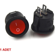 Robiz Yuvarlak 2 Pin Anahtar Rocker Switch Mini Buton Kırmızı Aç Kapa