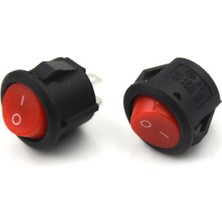 Robiz Yuvarlak 2 Pin Anahtar Rocker Switch Mini Buton Kırmızı Aç Kapa