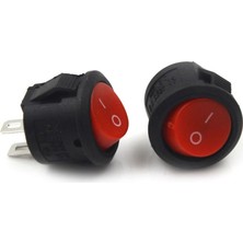 Robiz Yuvarlak 2 Pin Anahtar Rocker Switch Mini Buton Kırmızı Aç Kapa