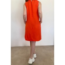 Ded Collection Kadın Keten Kolsuz Yazlık Elbise
