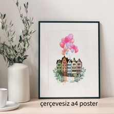 Fatofotofan Amsterdam Evleri Çizimli A4 Poster