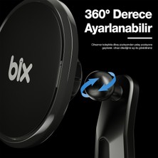 Bix Bxch6 Çift Havalandırma Klipsli ve Destek Kollu 360° Derece Ayarlanabilir Araç Telefon Tutucu