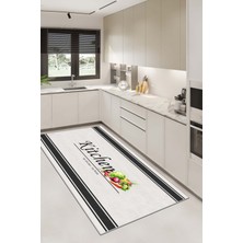 Confidence Home Makinede Yıkanabilir Kaymaz Taban Leke Tutmaz Beyaz Mutfak Halısı Mutfak Yolluk ve Balkon Halısı