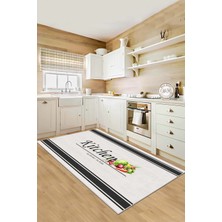 Life Decortiva Makinede Yıkanabilir Kaymaz Taban Leke Tutmaz Beyaz Mutfak Halısı Mutfak Yolluk ve Balkon Halısı