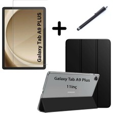 MobaxAksesuar Samsung Galaxy Tab A9 Plus X210 Kılıf Set Pu Deri Smart Tablet Kilifi Ekran Koruyucu + Kalem X213 X215 X217