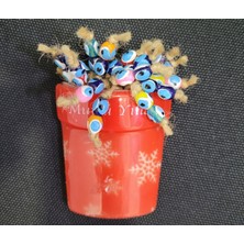 Es Dekor 10X6CM Kırmızı Mutlu Yıllar Yeniyıl Yılbaşı Noel Cam Magnet Hediyelik Nazarlık Nazar Boncuklu 1 Adet