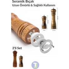 Technojet 2 Adet Doğal Ahşap Karabiber Tuz Kahve Baharat Öğütücü Ahşap Değirmen Tuzluk Biberlik 2li Set 14CM+22CM