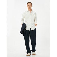 Koton Basic Gömlek Slim Fit Yarım Italyan Yaka Düğmeli