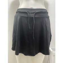Oceans Butik Siyah Dar Kalıp Yüksek Bel Içi Taytlı Spor Etek