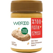 Wefood x 2 Adet Şekersiz Sade %100 Fıstık Ezmesi 300 gr (Fıstık Parçacıklı)