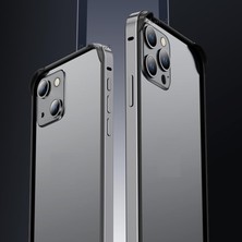 M.tk moveteck Iphone 15 Pro Max Kılıf Metal Görünümlü Silikon Çerceveli Bumper Kılıf Köşe Korumalı Çıkıntılı Krom Mika