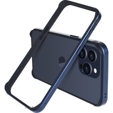 M.tk moveteck Iphone 15 Pro Max Kılıf Metal Görünümlü Silikon Çerceveli Bumper Kılıf Köşe Korumalı Çıkıntılı Krom Mika