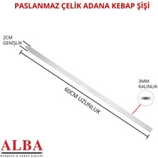 Genel Alba Paslanmaz Çelik Yassı Adana Kebap Şişi 3 Adet 60CM Uzunluk-Yassı Kıyma Şişi