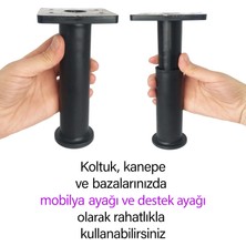 Glaswen 4 Adet Modül Ayarlanabilir Destek Ayağı 15 x 23 cm Siyah Ayak Mobilya Kanepe Baza Koltuk Ünite Ayakları