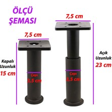 Glaswen 4 Adet Modül Ayarlanabilir Destek Ayağı 15 x 23 cm Siyah Ayak Mobilya Kanepe Baza Koltuk Ünite Ayakları