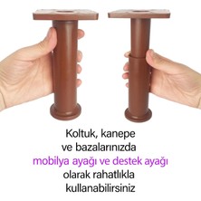 Glaswen 8 Adet Modül Ayarlanabilir Destek Ayağı 15 x 23 cm Kahverengi Ayak Mobilya Kanepe Baza Koltuk Ünite Ayakları