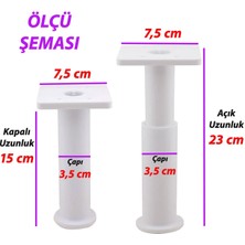 Glaswen 2 Adet Modül Ayarlanabilir Destek Ayağı 15 x 23 cm Beyaz Ayak Mobilya Kanepe Baza Koltuk Ünite Ayakları