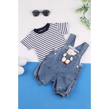 Bilge Trend Erkek Bebek Çocuk Kot Salopet Tulum T-Shirt Takım