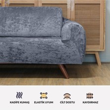riselerhome Kadife 3 3 1 1  Lastikli Kanepe Örtüsü | Lastikli Koltuk Örtüsü | Koltuk Kılıfı