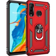 FUJİMAX Huawei P30 Lite Kılıf Yatay ve Dikey Kullanıma Özel Zırh Özelliki Yüzüklü Telefon Kılıfı