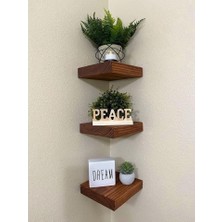 Yggdrasil Home Decor Dekoratif Doğal Ahşap  Kare Köşe Raf  3’lü Takım  15x15x4 cm (Gizli Aparatlı Raf)