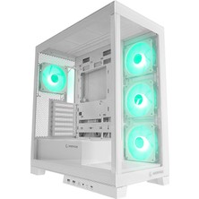 Rampage Hydra V2 Whıte Type-C+Usb3.0 Temperli 4*argb Infinity Fan+Hub E-Atx Exclusive Gaming Kasa