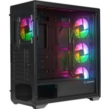 Rampage VORTEX V3 Siyah Mesh Temperli Cam 4*RGB Fan + Hub E-ATX Gaming Oyuncu Kasası