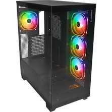 Rampage Hydra V1 Black Type-C+Usb3.0+Usb2.0 4*argb Fan+Hub E-Atx Exclusive Gaming Kasa