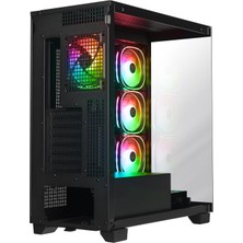 Rampage Hydra V1 Black Type-C+Usb3.0+Usb2.0 4*argb Fan+Hub E-Atx Exclusive Gaming Kasa